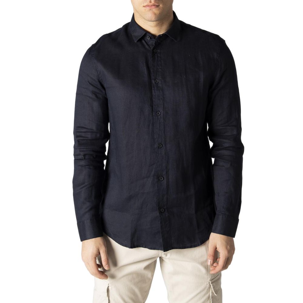Armani Exchange blue linen shirt